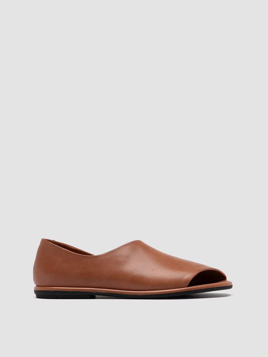 MIENNE 102 - Brown Leather Peep Toe Shoes - image 1,side view