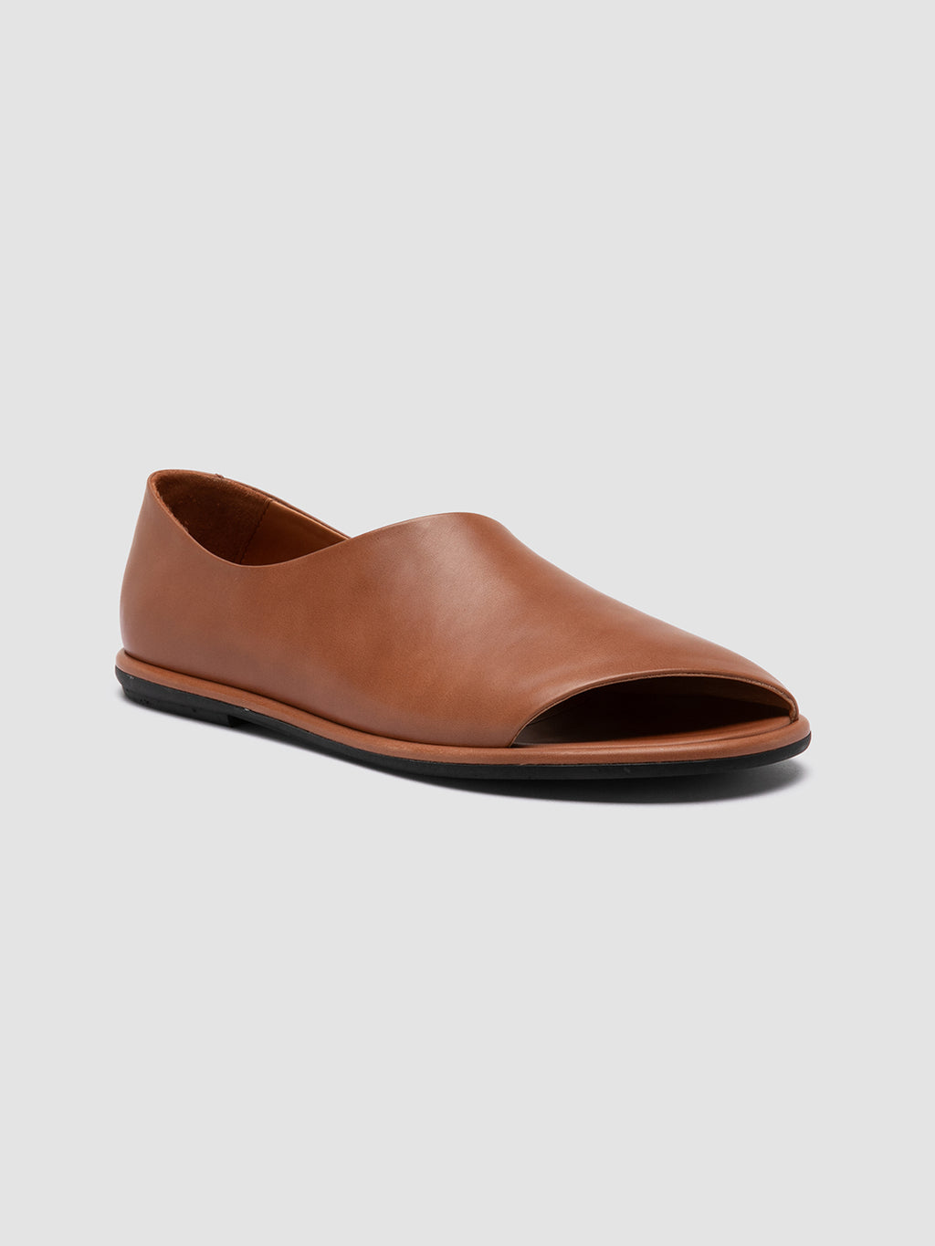 MIENNE 102 - Brown Leather Peep Toe Shoes - image 3,side view