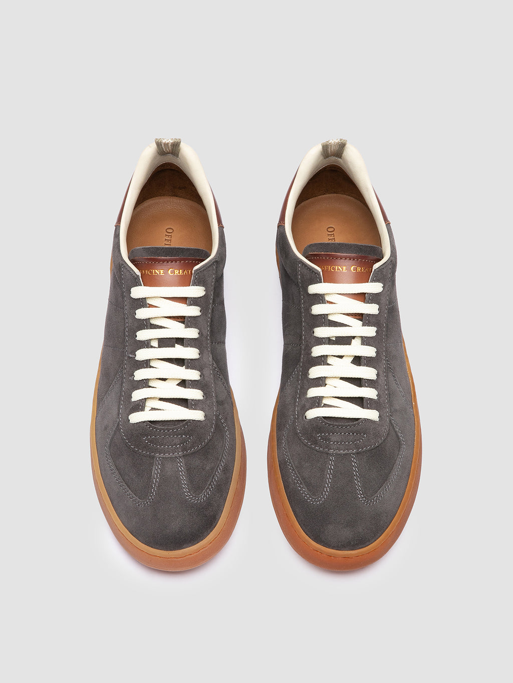 MILITIA 002 - Grey Suede and Leather Sneakers - image 2,side view