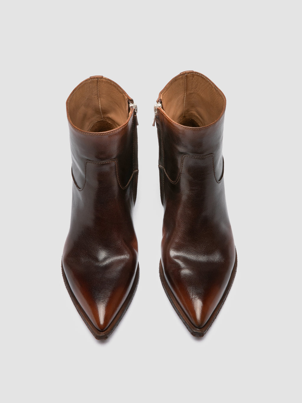 NOELIE DD 102 - Braune Stiefel aus Leder mit Reißverschluss - image 2,side view