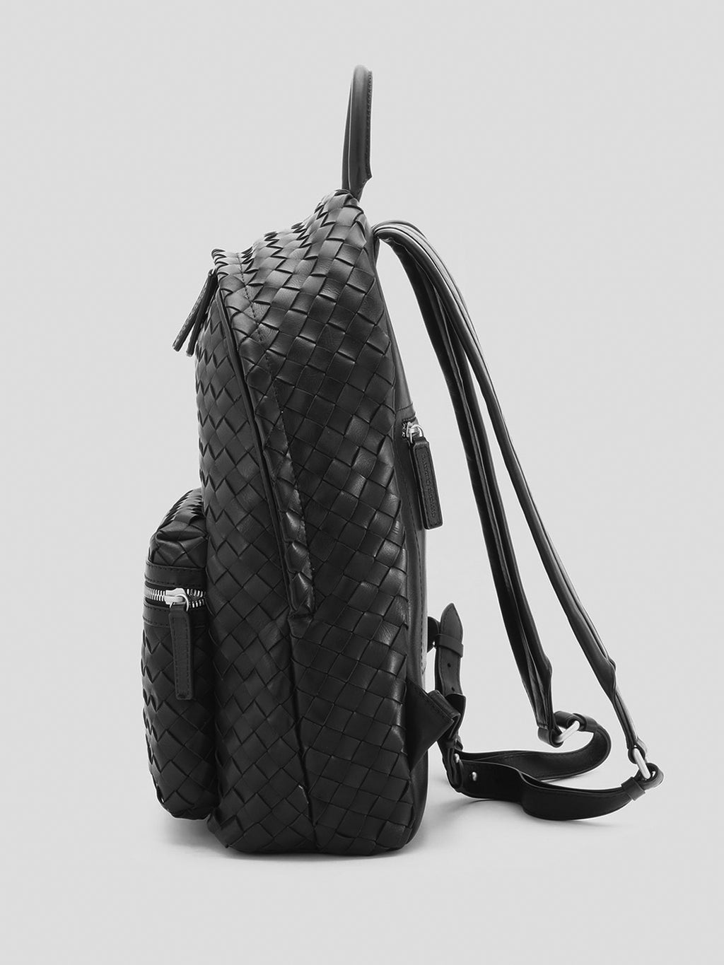 ARMOR 04 - Black Woven Leather Backpack - image 4,side view