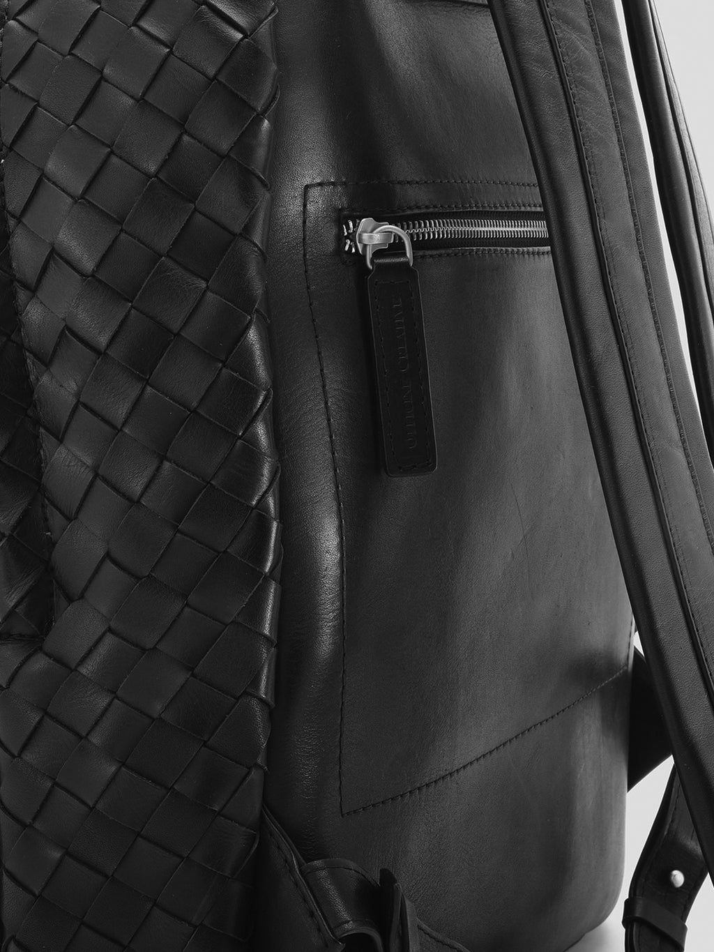 ARMOR 04 - Black Woven Leather Backpack - image 2,side view