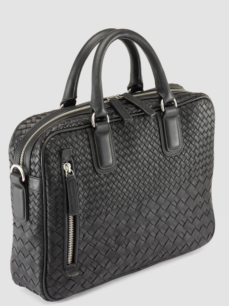 ARMOR 011 - Black Woven Leather Bag-hover