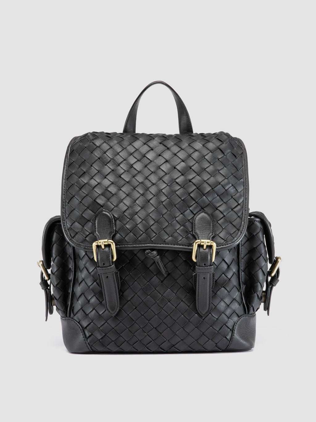 AURA 004 - Black Leather Backpack - image 1,side view