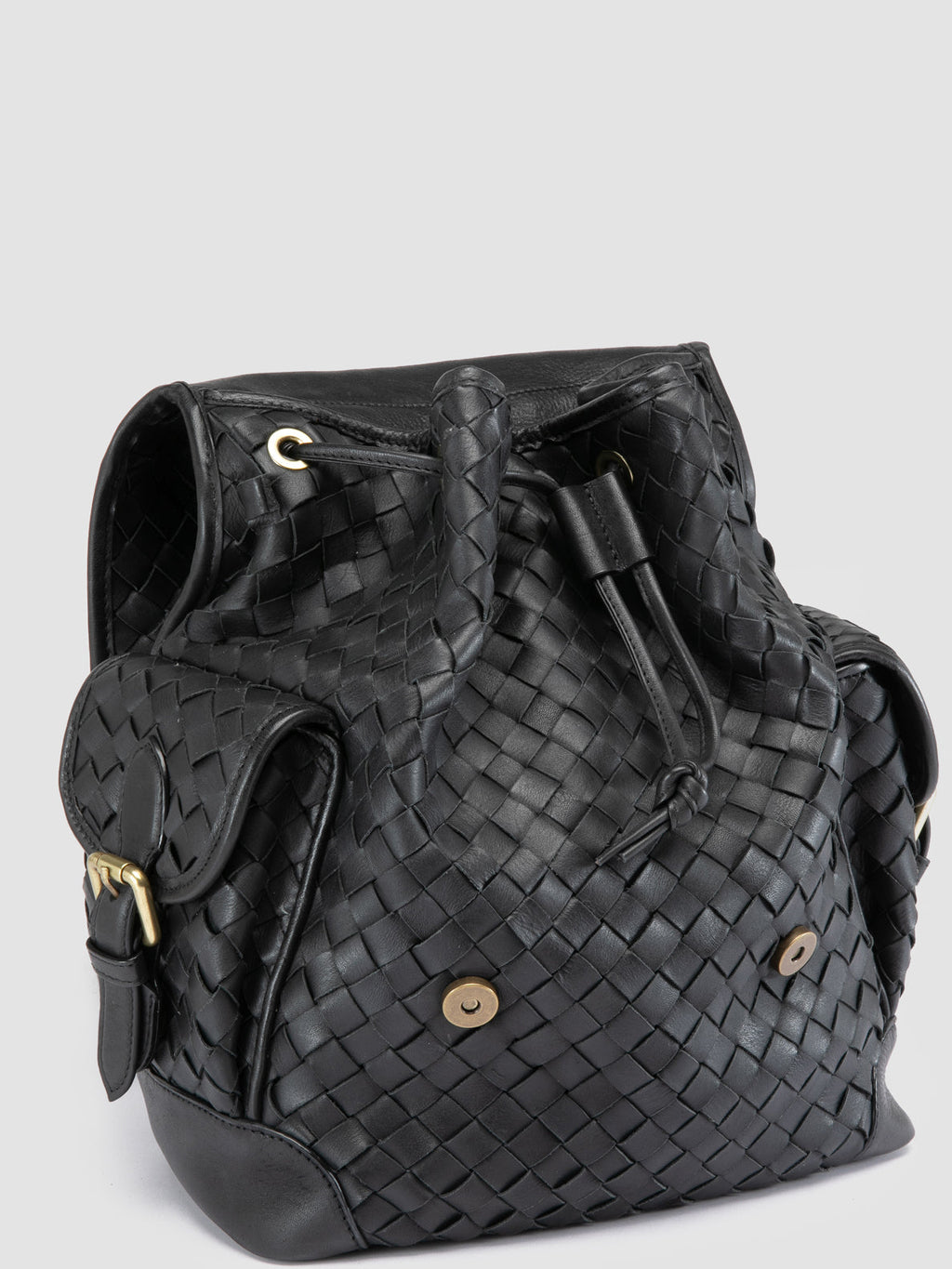 AURA 004 - Black Leather Backpack - image 2,side view