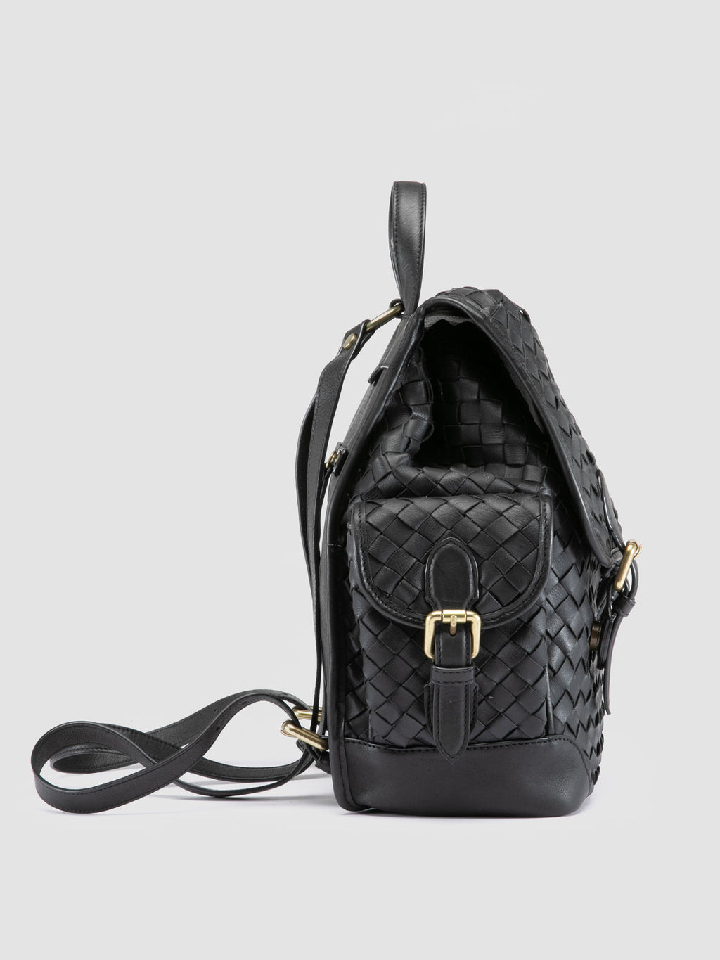 AURA 004 - Black Leather Backpack - image 3,side view