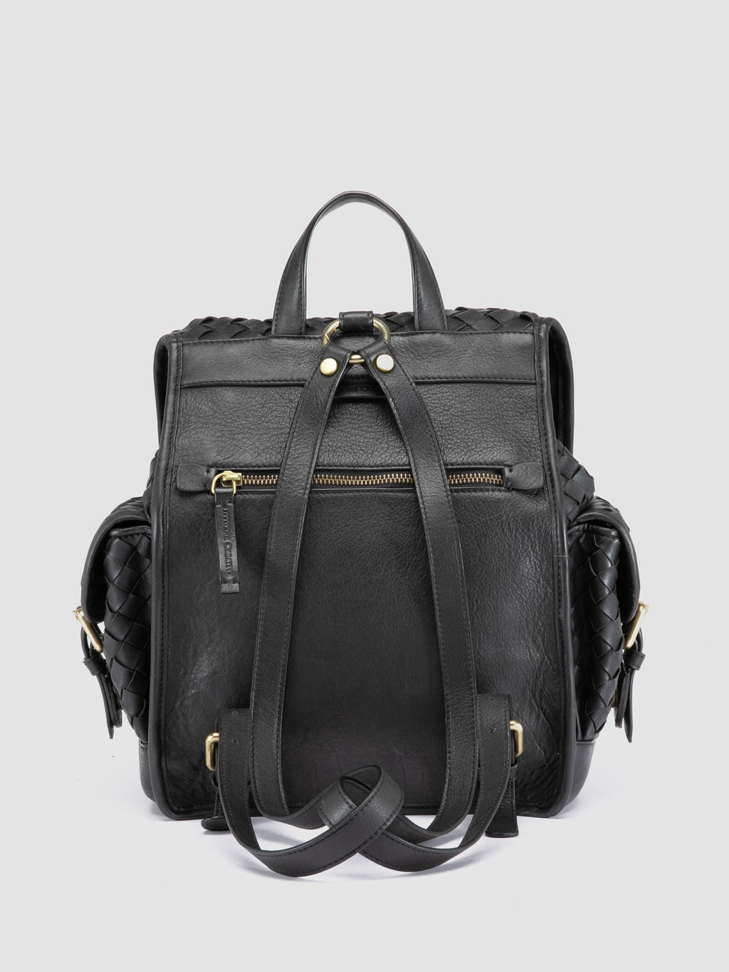 AURA 004 - Black Leather Backpack - image 4,side view