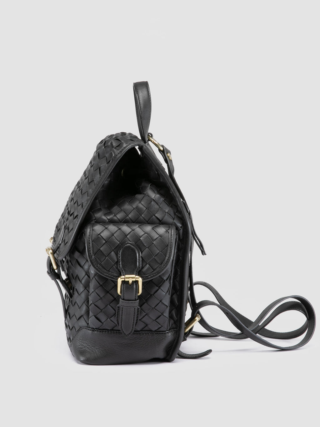 AURA 004 - Black Leather Backpack - image 5,side view