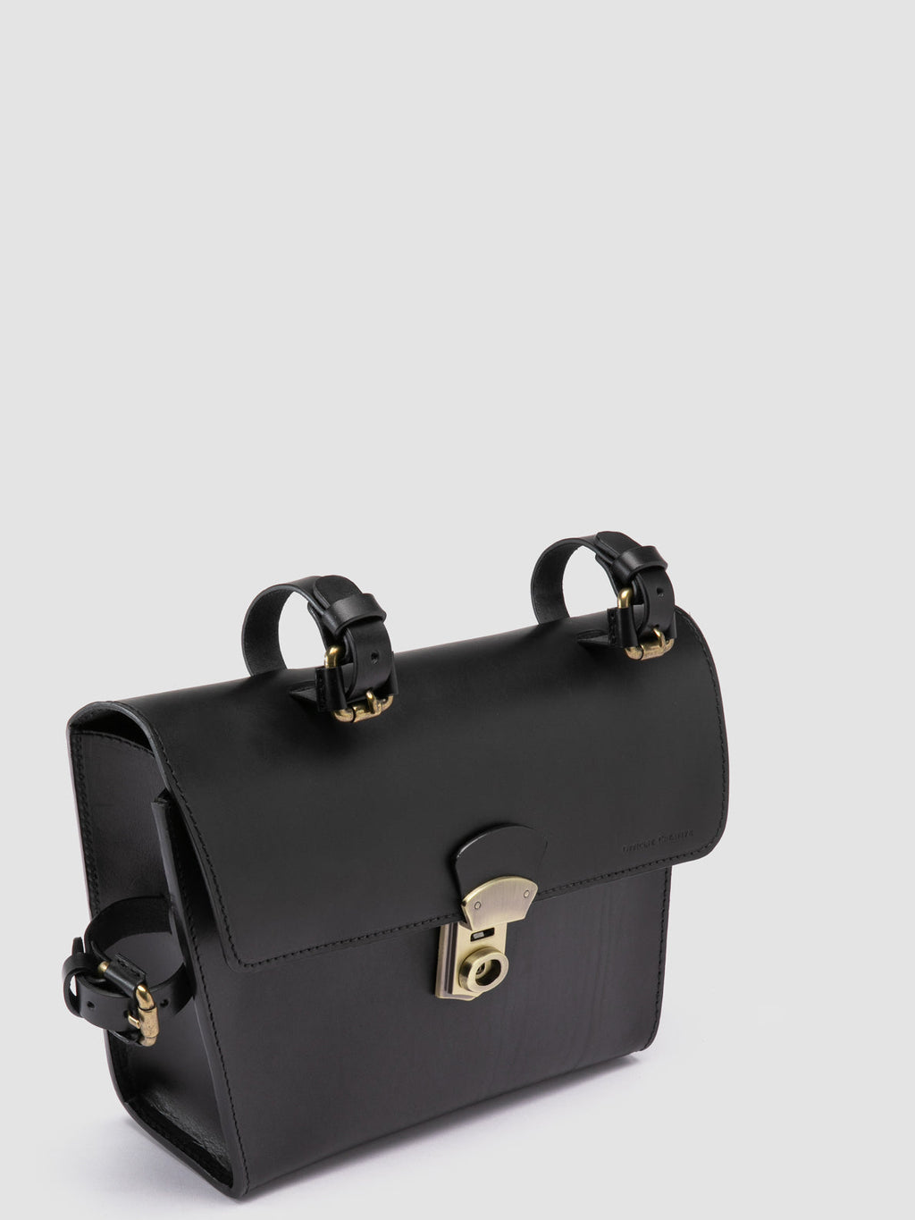 OC BIKE 001 - Schwarze Fahrradtasche aus Leder - image 2,side view
