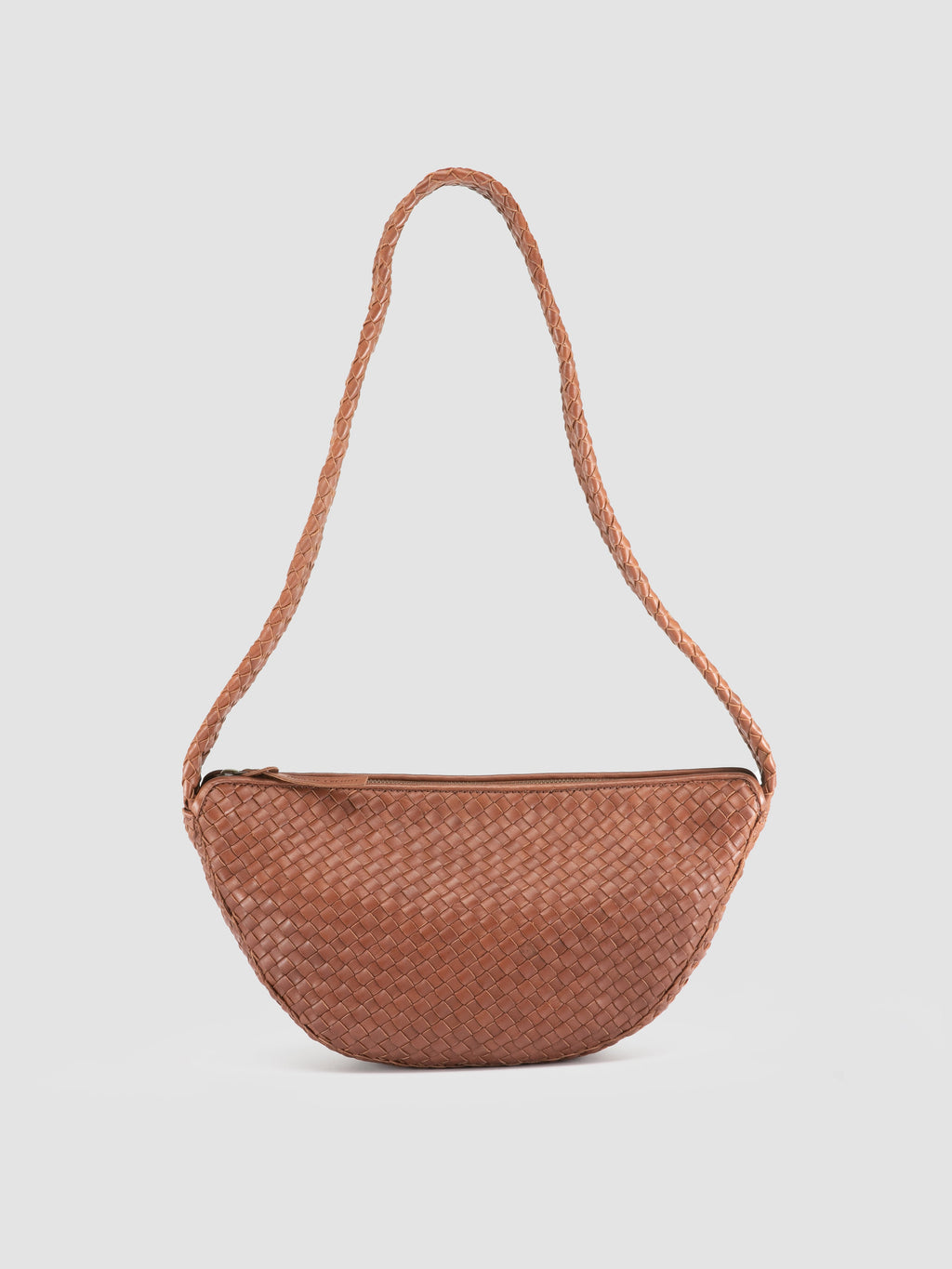 OC CLASS 068 - Braune Umhängetasche aus gewebtem Leder - image 1,side view