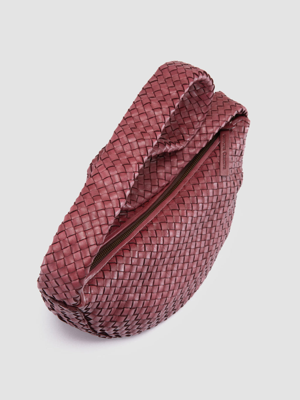 OC CLASS 068 - Burgunderrote Umhängetasche aus gewebtem Leder - image 2,side view