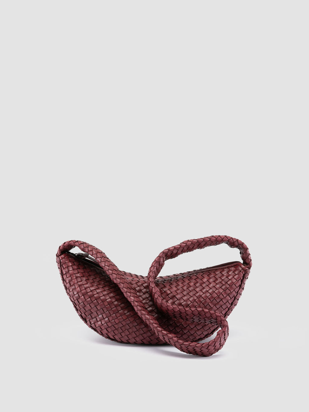 OC CLASS 068 - Burgunderrote Umhängetasche aus gewebtem Leder - image 4,side view
