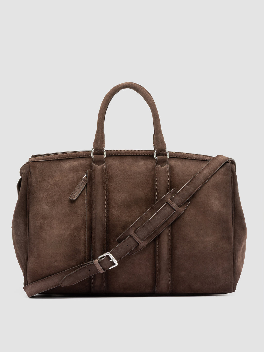QUENTIN 009 - Taupefarbene Tasche aus Wildleder - image 1,side view