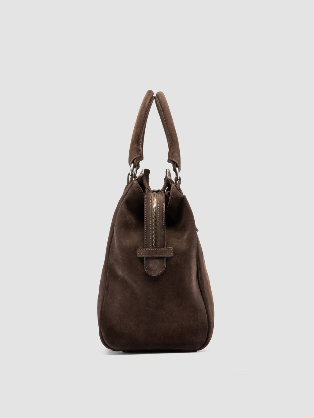 QUENTIN 009 - Taupefarbene Tasche aus Wildleder - image 4,side view