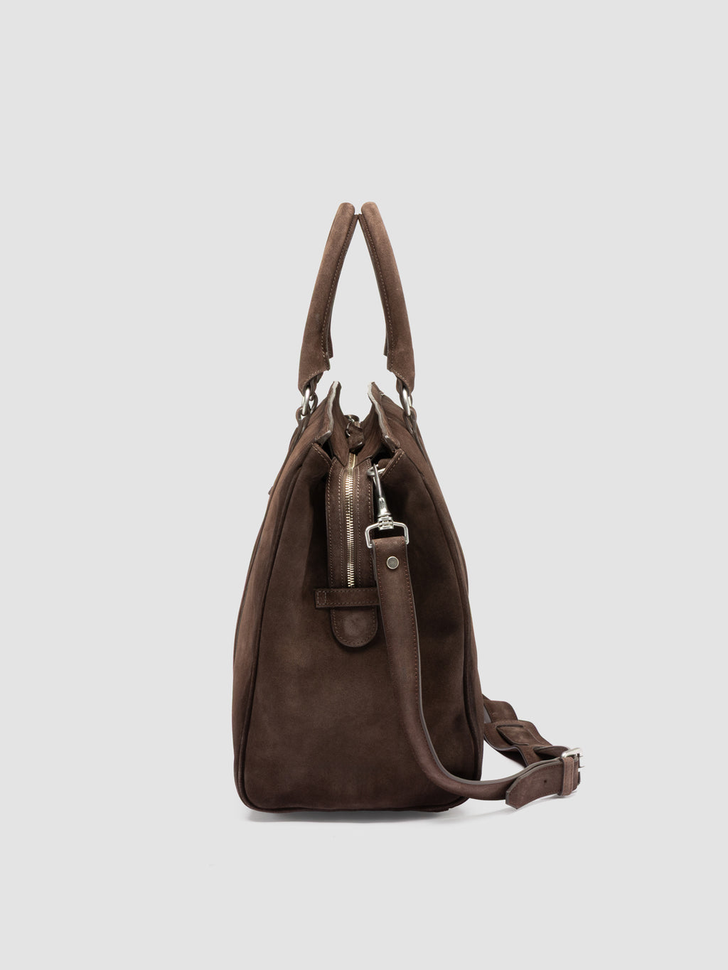 QUENTIN 009 - Taupefarbene Tasche aus Wildleder - image 6,side view