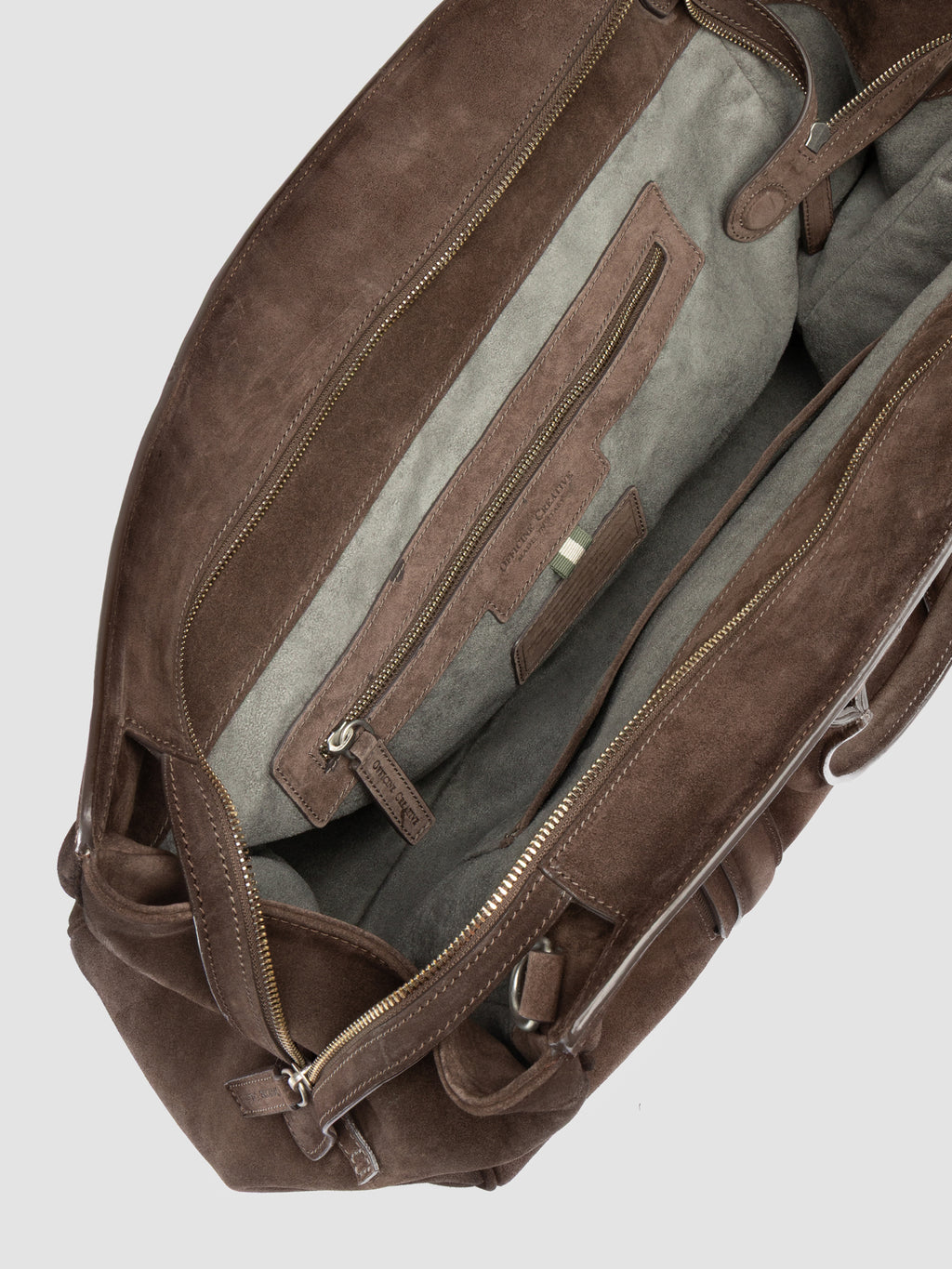 QUENTIN 009 - Taupefarbene Tasche aus Wildleder - image 7,side view