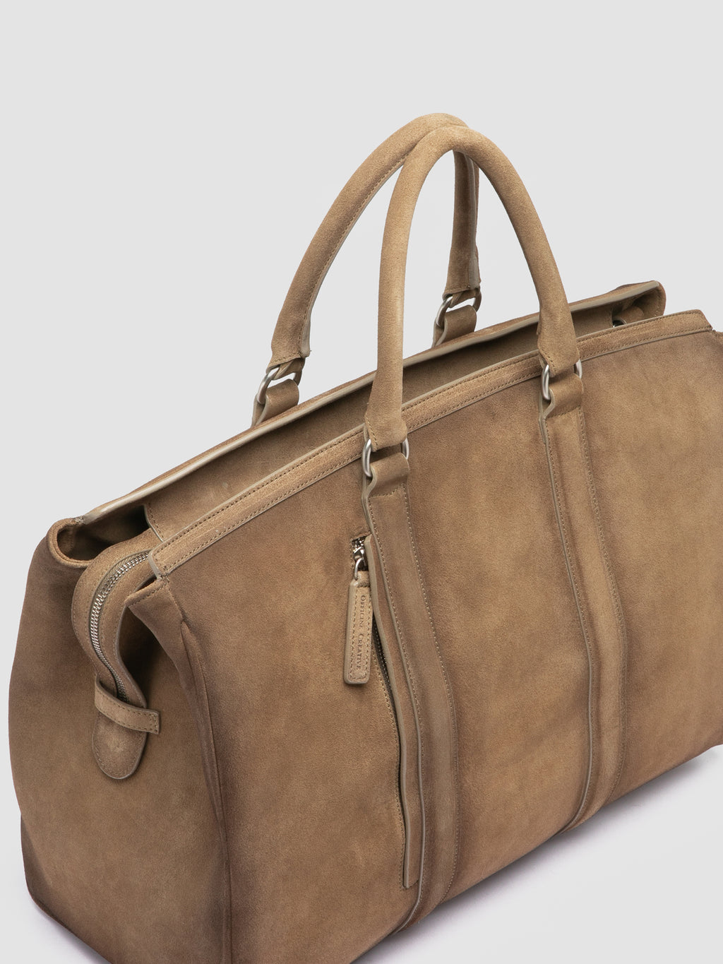 QUENTIN 009 - Taupefarbene Tasche aus Wildleder - image 2,side view