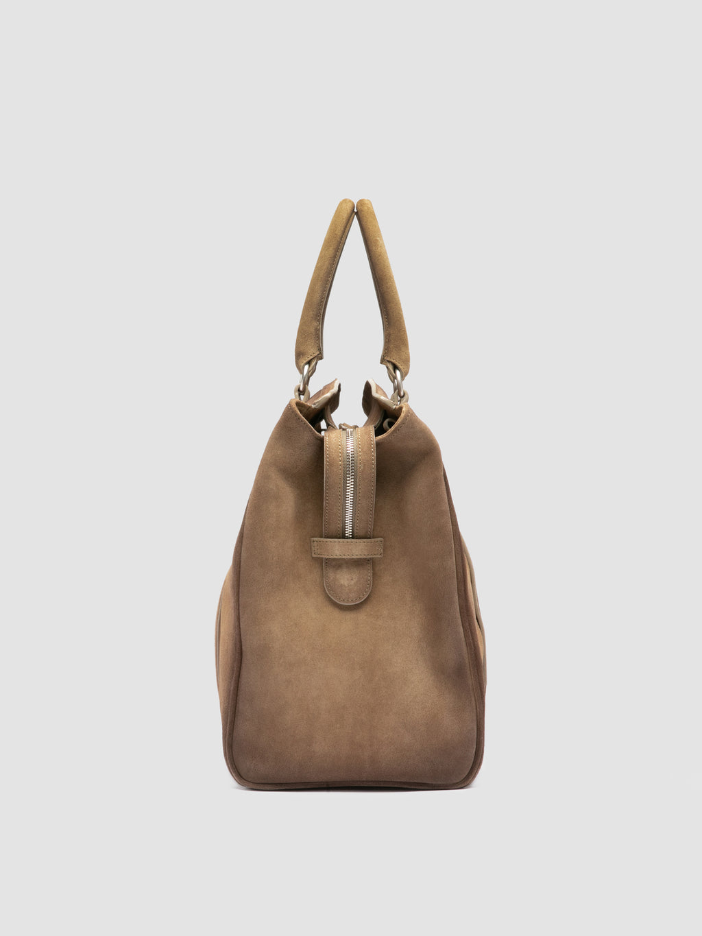 QUENTIN 009 - Taupefarbene Tasche aus Wildleder - image 3,side view
