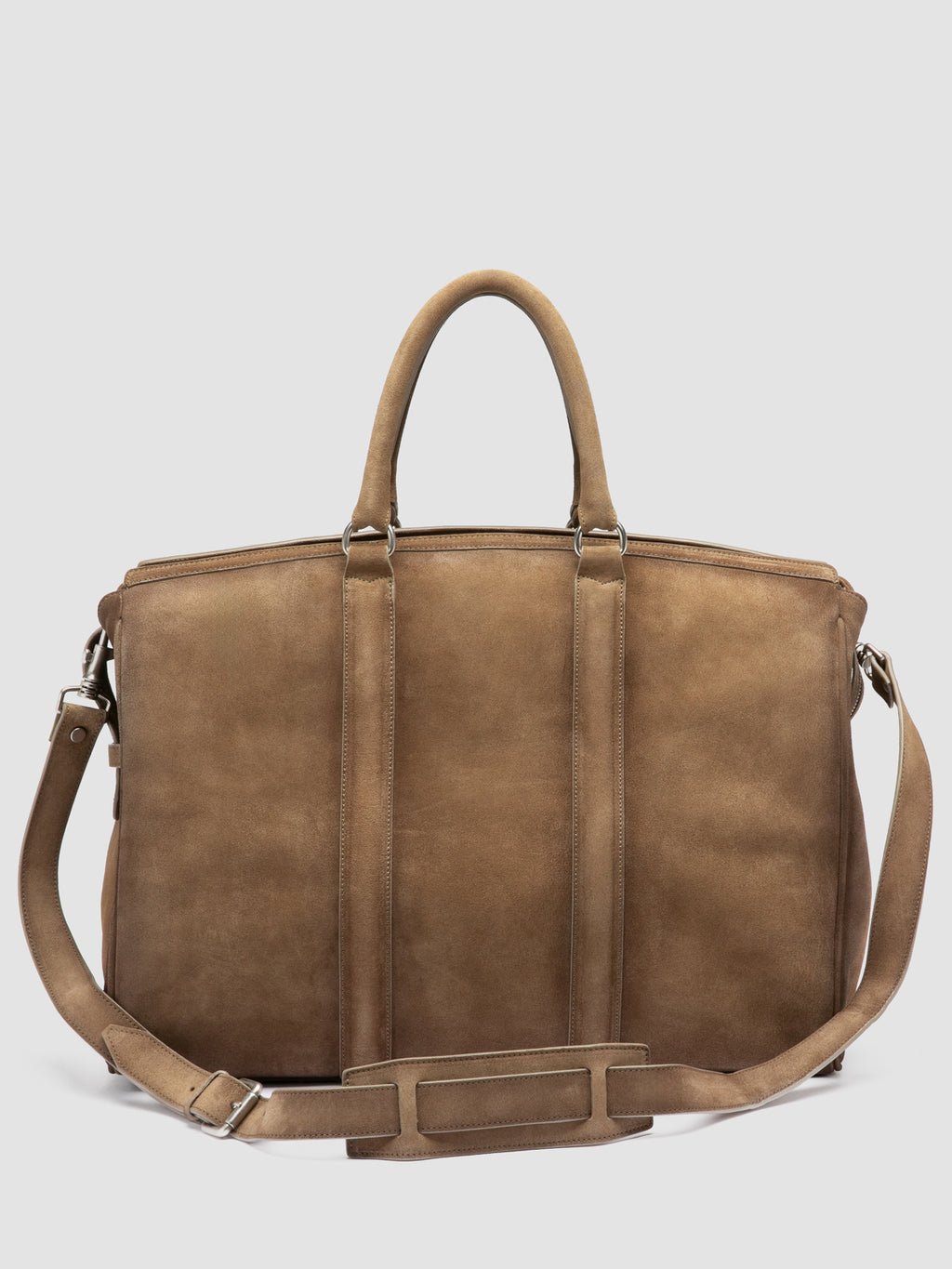 QUENTIN 009 - Taupefarbene Tasche aus Wildleder - image 4,side view