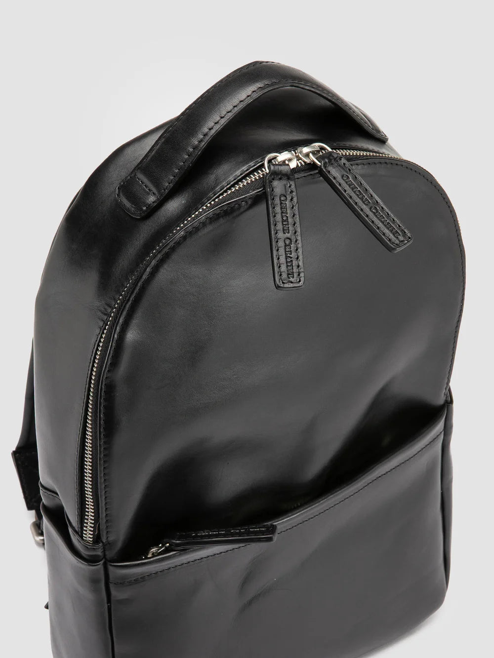 QUENTIN 020 - Black Leather Backpack - image 2,side view