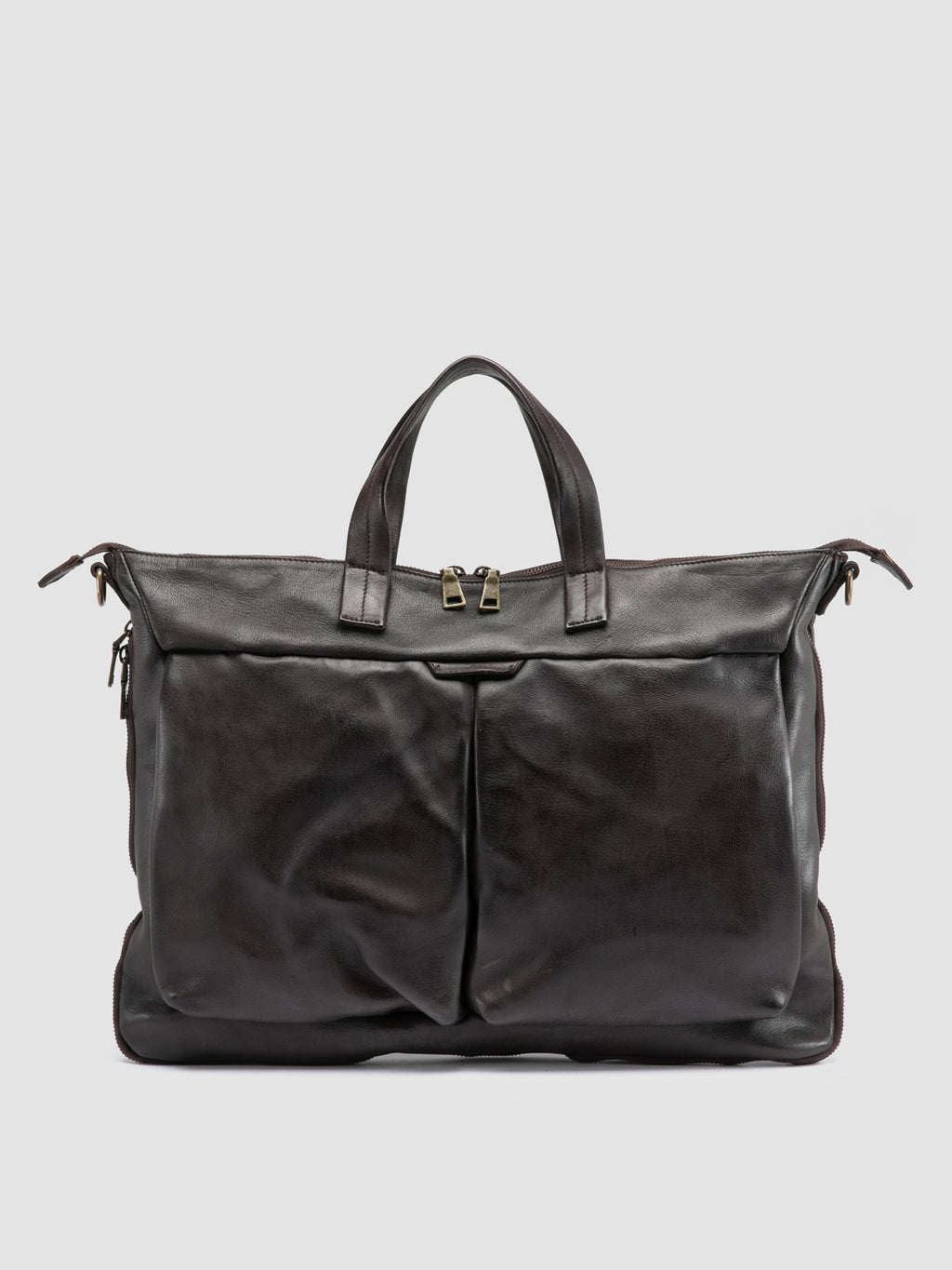HELMET 046 - Brown Leather Briefcase - image 1,side view