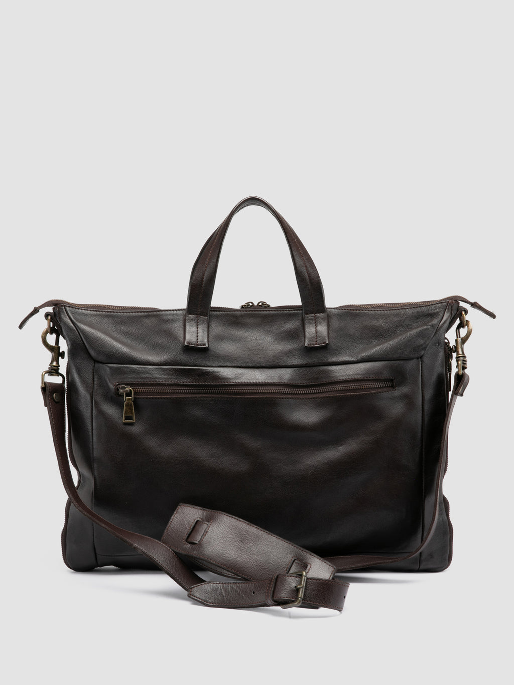 HELMET 046 - Brown Leather Briefcase - image 4,side view