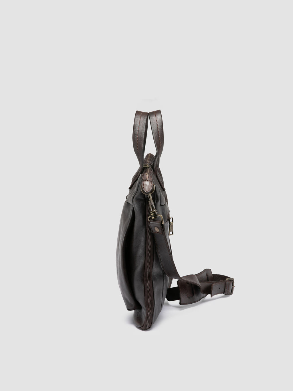 HELMET 046 - Brown Leather Briefcase - image 5,side view