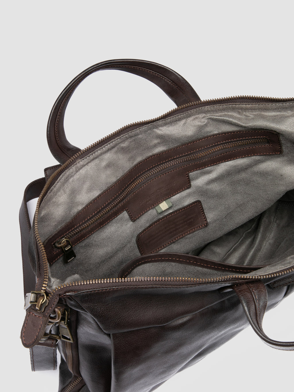 HELMET 046 - Brown Leather Briefcase - image 6,side view