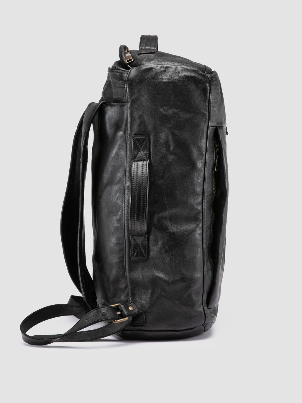 HELMET 052 - Black Leather Backpack - image 3,side view