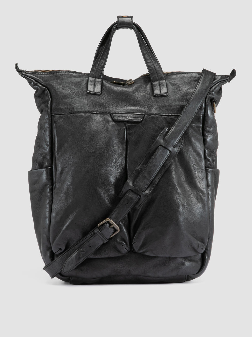 HELMET 055 - Schwarzer Lederrucksack - image 1,side view