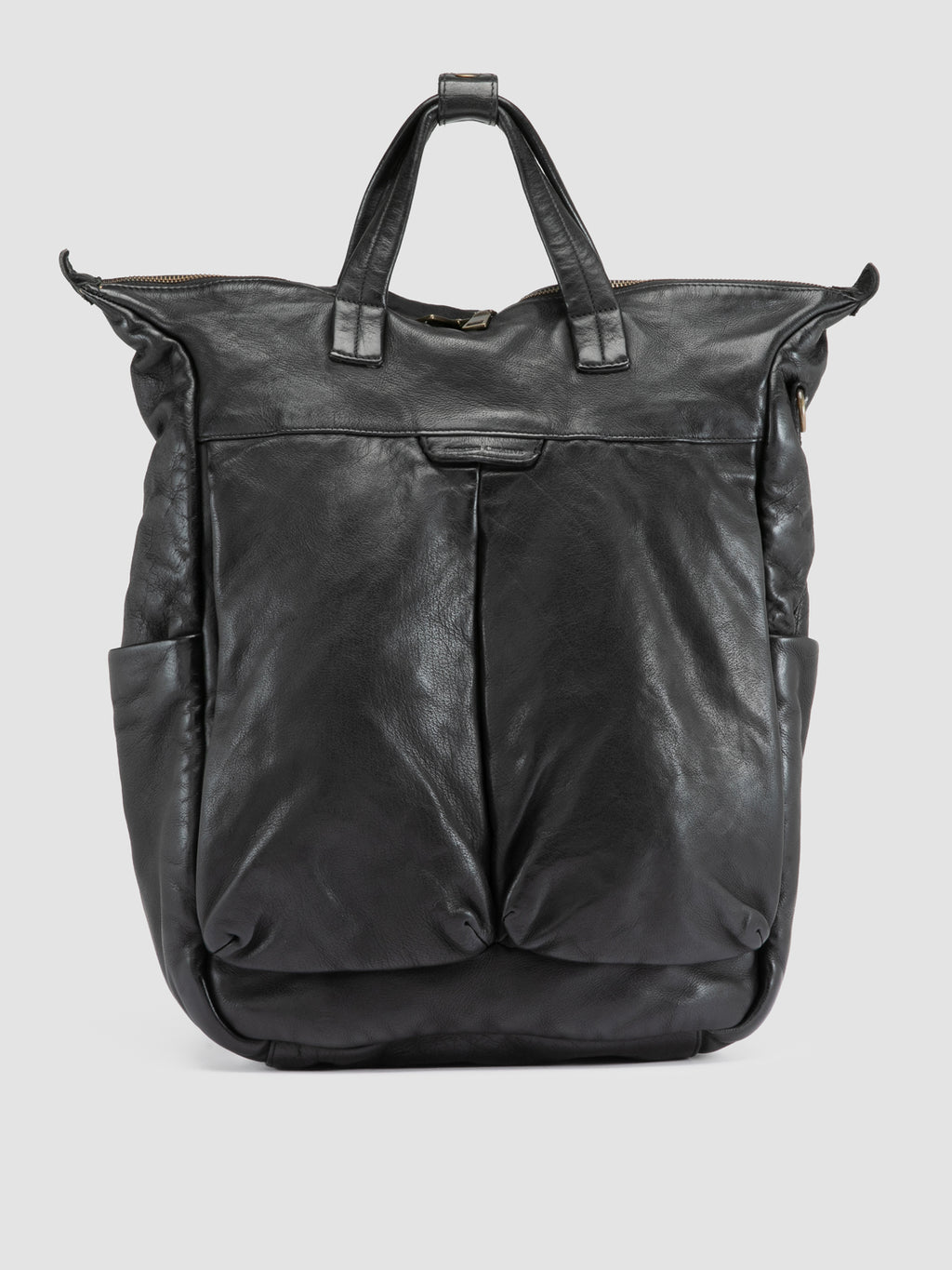HELMET 055 - Schwarzer Lederrucksack - image 3,side view