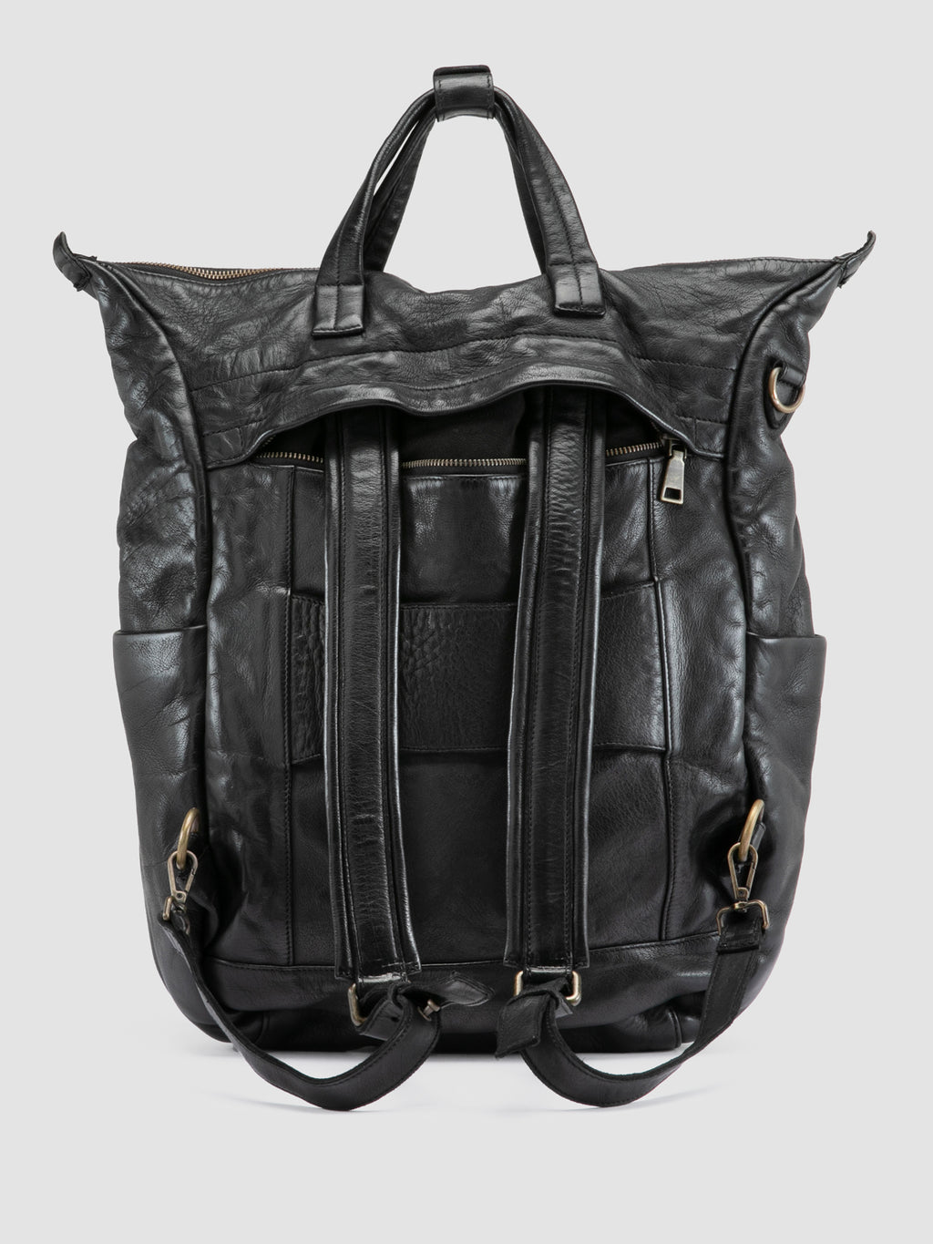 HELMET 055 - Schwarzer Lederrucksack - image 5,side view