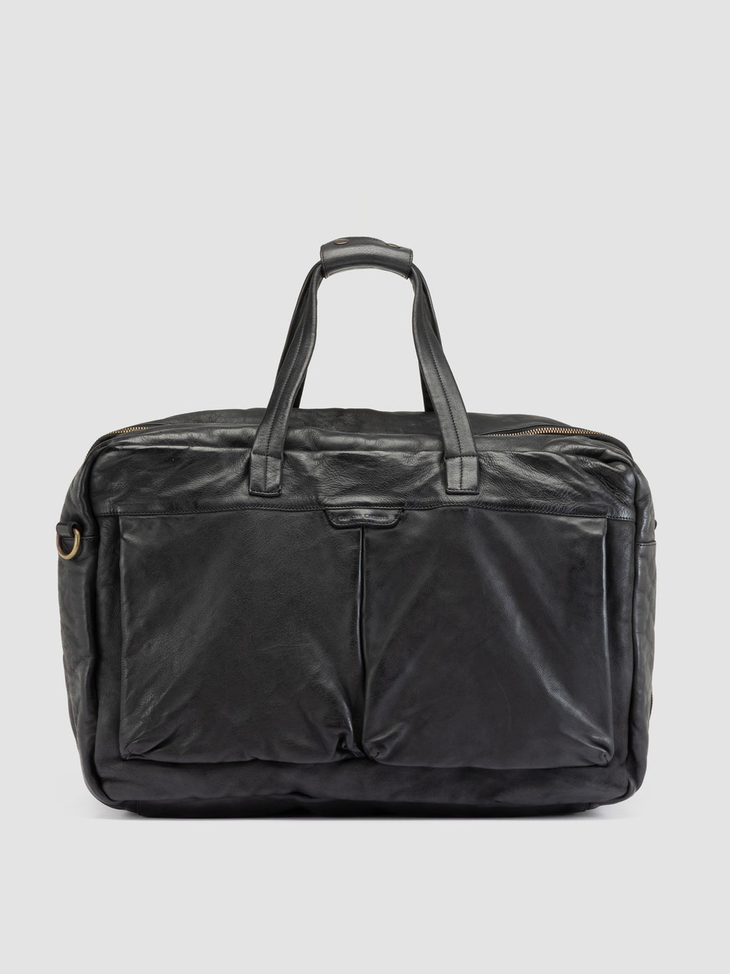 HELMET 056 - Schwarze Reisetasche aus Leder - image 1,side view