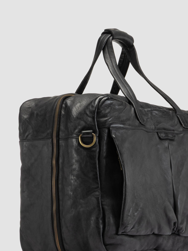 HELMET 056 - Black Leather Travel Bag