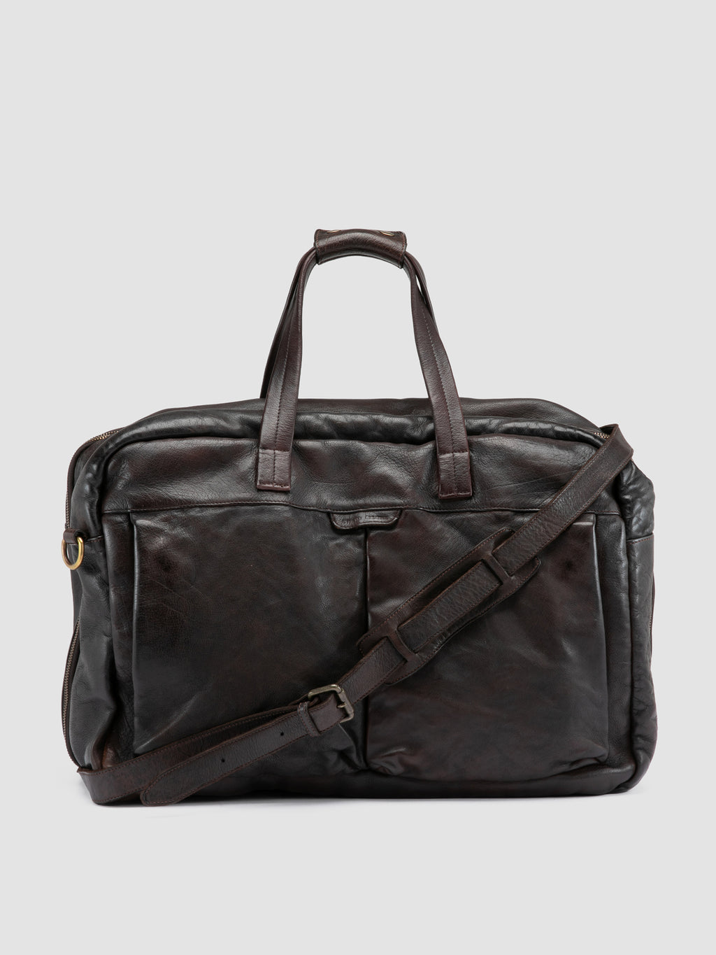 HELMET 056 - Braune Reisetasche aus Leder - image 1,side view