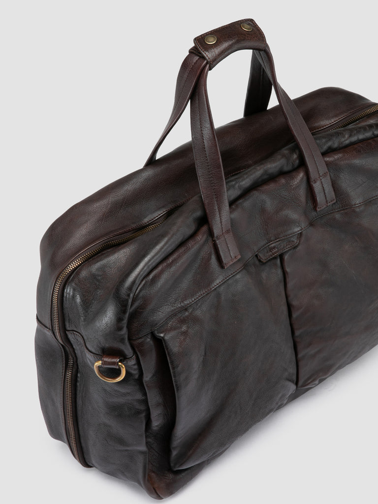 HELMET 056 - Brown Leather Travel Bag