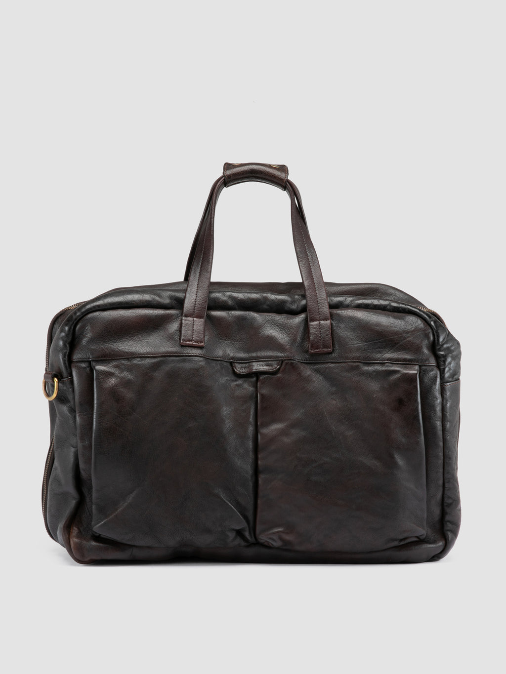 HELMET 056 - Braune Reisetasche aus Leder - image 3,side view