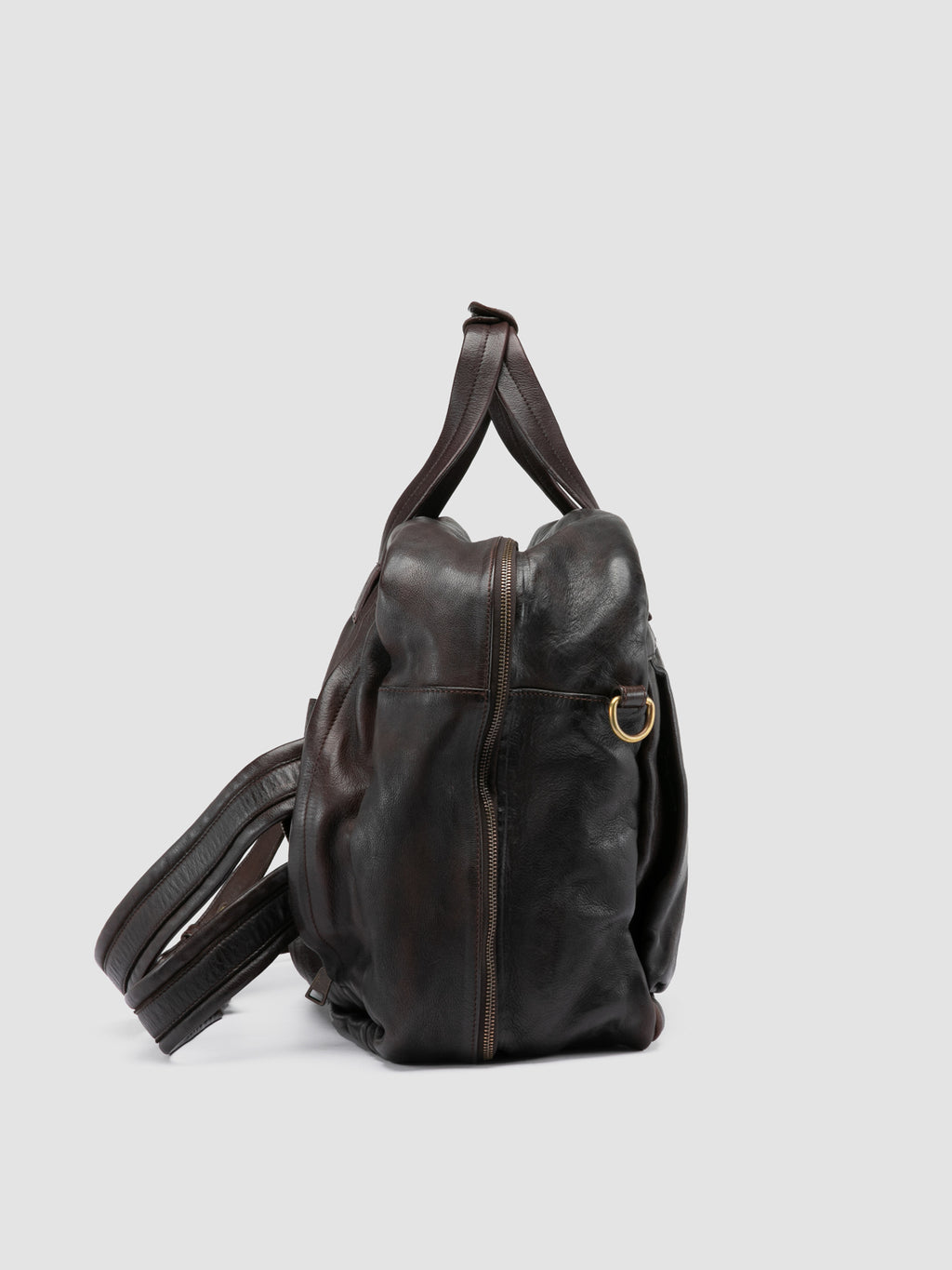 HELMET 056 - Braune Reisetasche aus Leder - image 4,side view