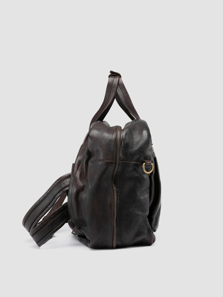 HELMET 056 - Brown Leather Travel Bag
