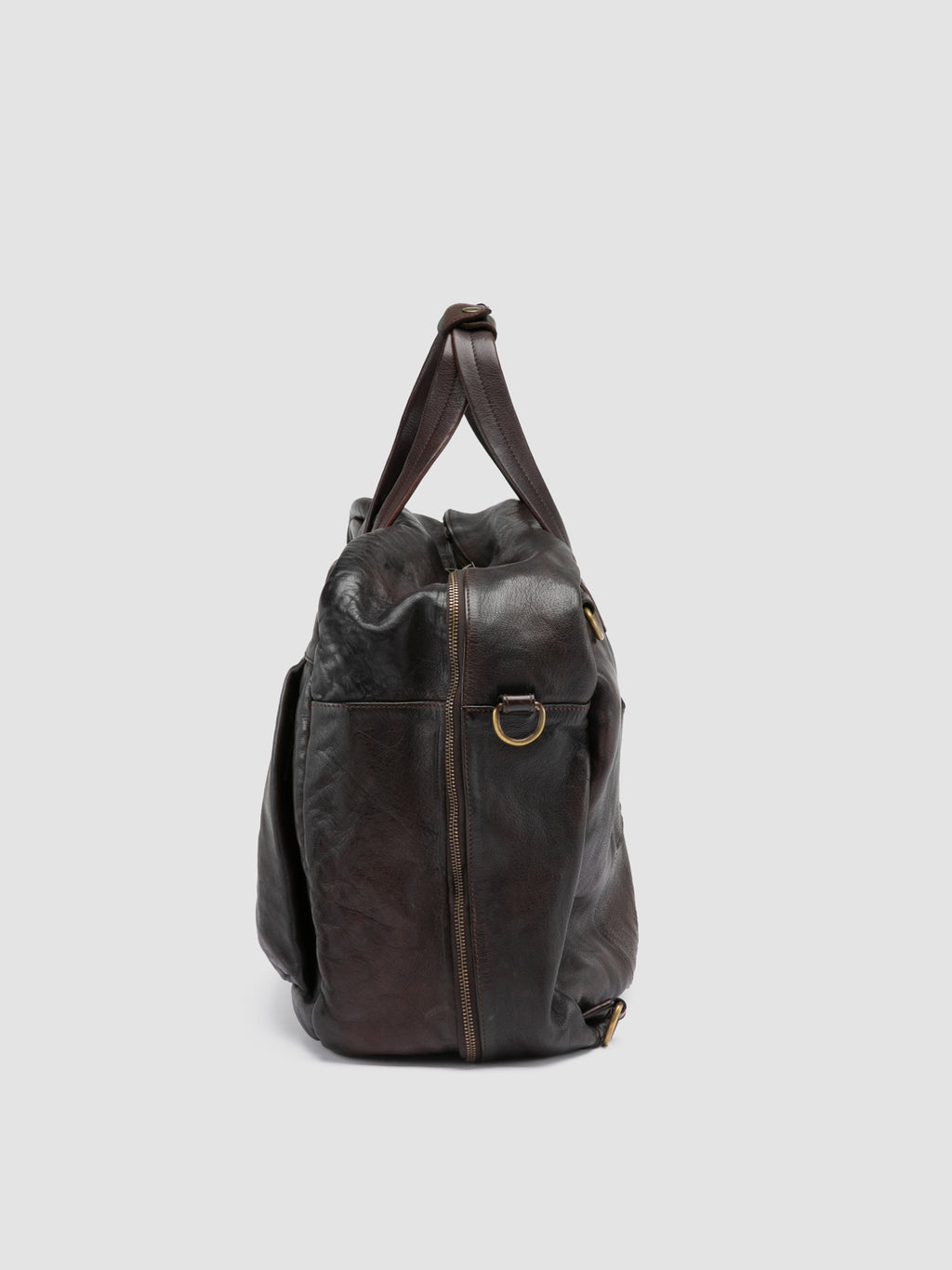 HELMET 056 - Braune Reisetasche aus Leder - image 7,side view