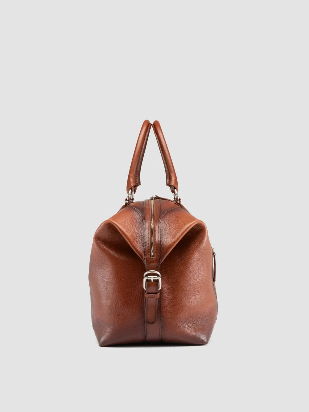 JULES 006 - Brown Leather Travel Bag - image 3,side view