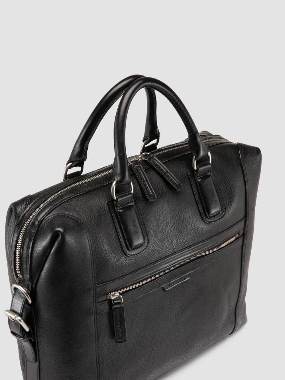 JULES 007 - Black Leather Briefcase - image 2,side view