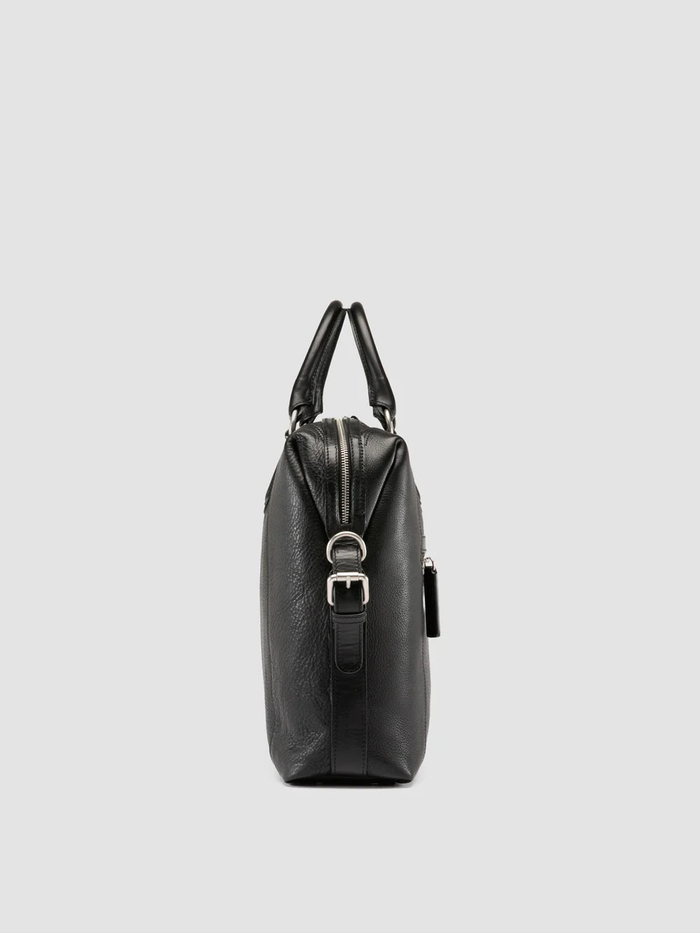 JULES 007 - Black Leather Briefcase - image 3,side view