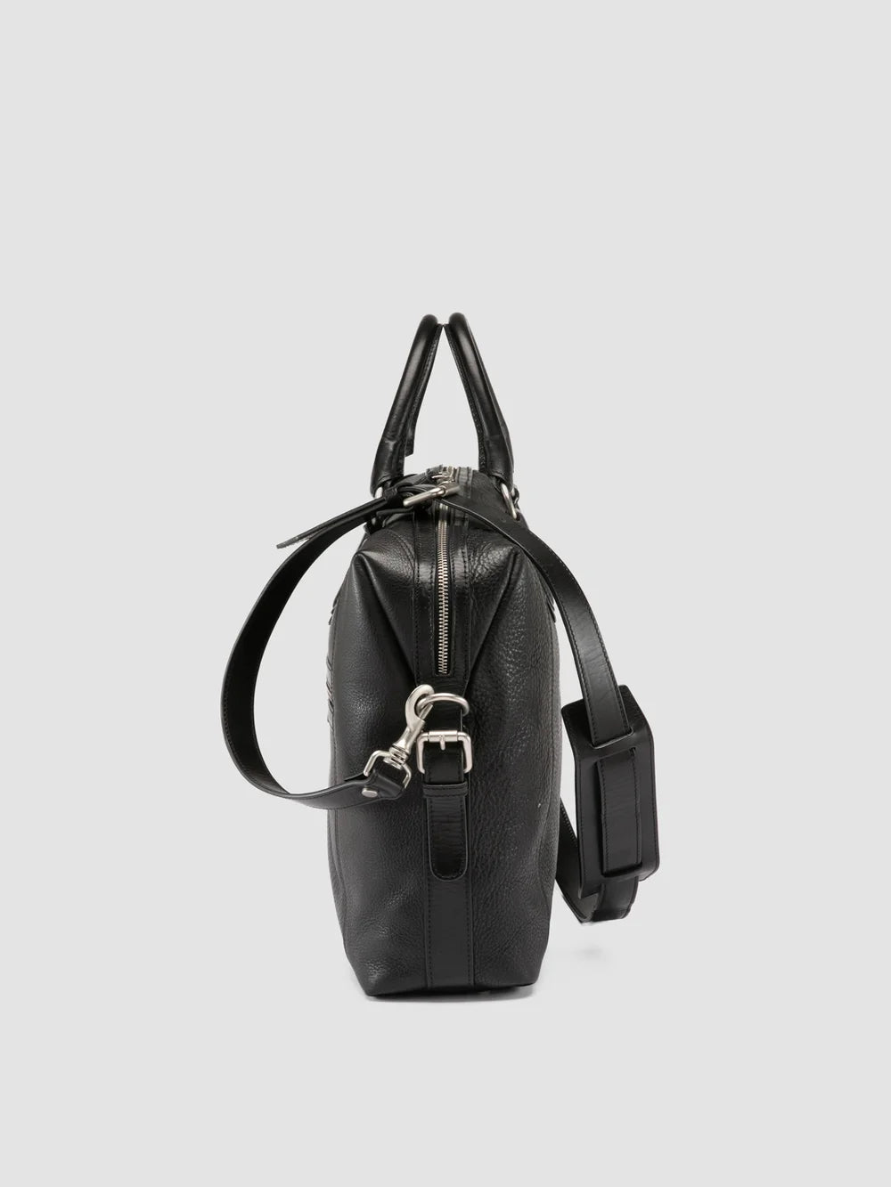 JULES 007 - Black Leather Briefcase - image 5,side view