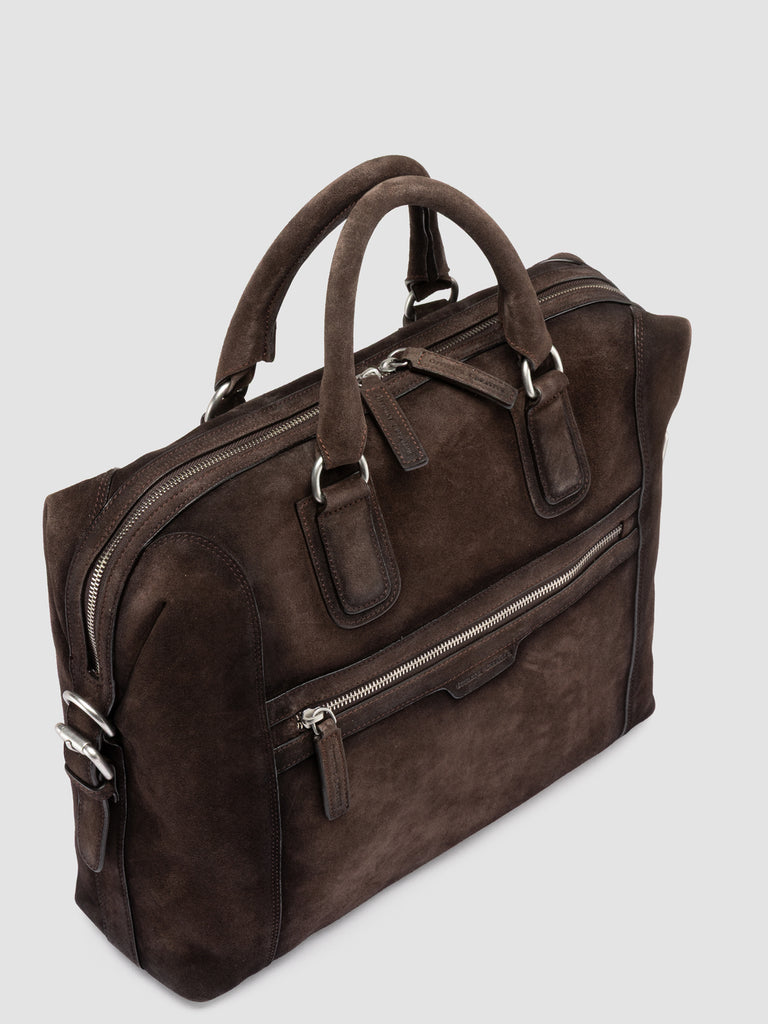 JULES 007 - Brown Suede Briefcase