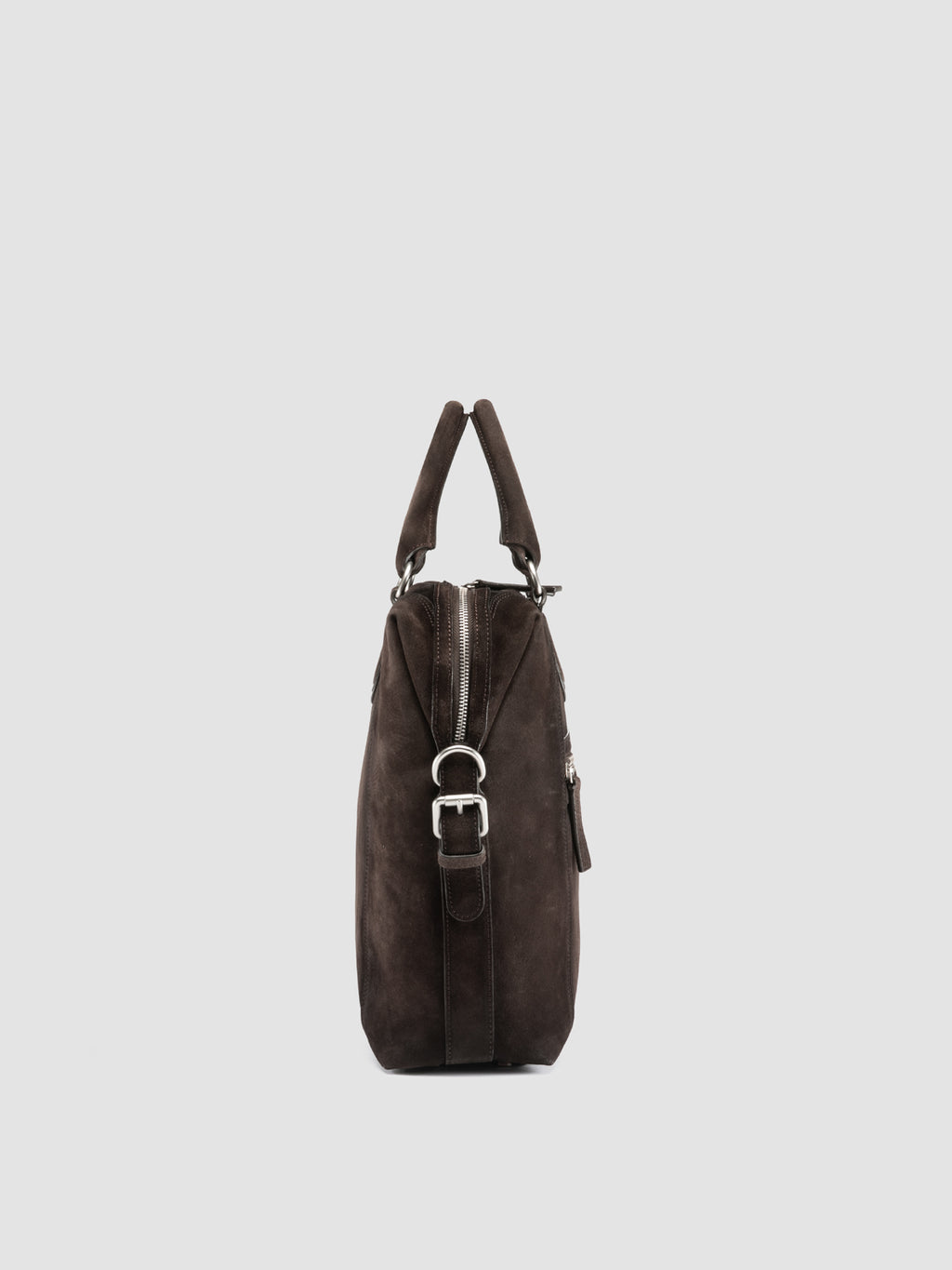 JULES 007 - Brown Suede Briefcase - image 4,side view