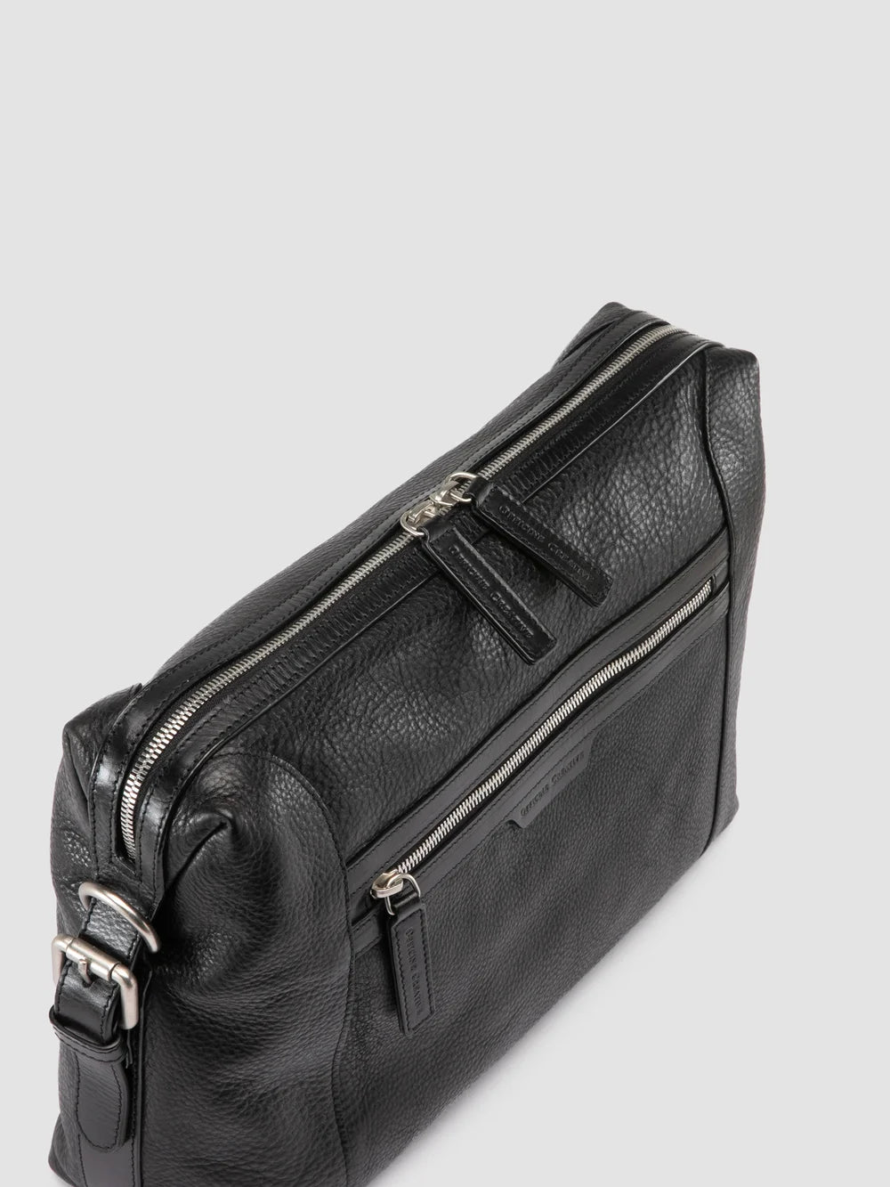 JULES 009 - Aktentasche aus schwarzem Leder - image 2,side view