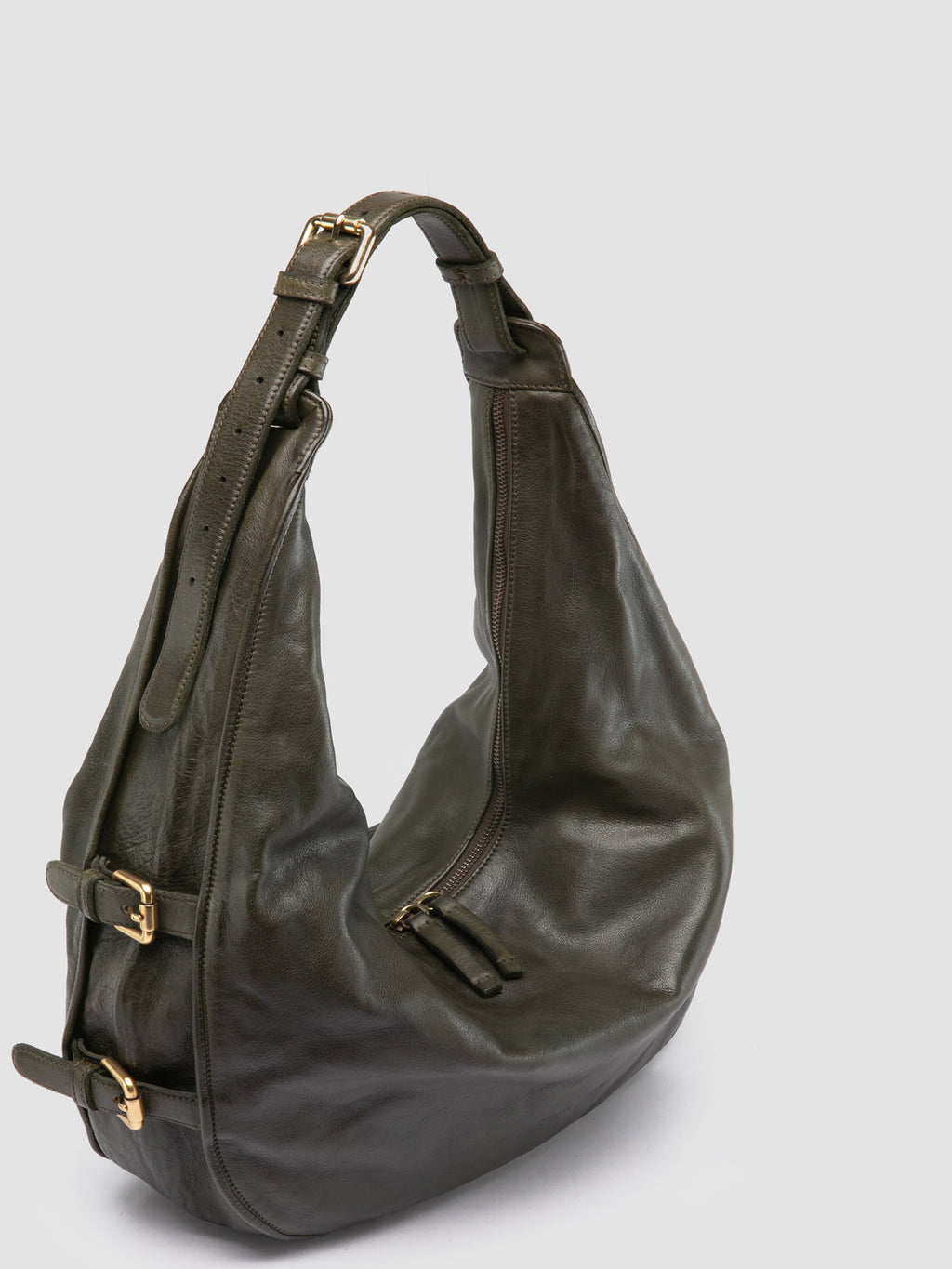 JULIE 015 - Umhängetasche aus grünem Leder - image 2,side view