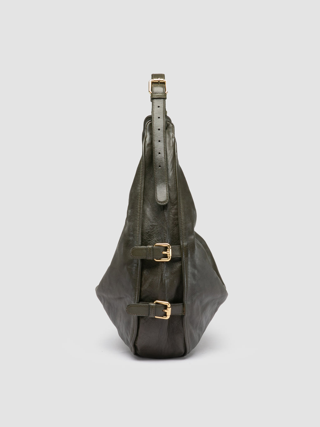 JULIE 015 - Umhängetasche aus grünem Leder - image 3,side view