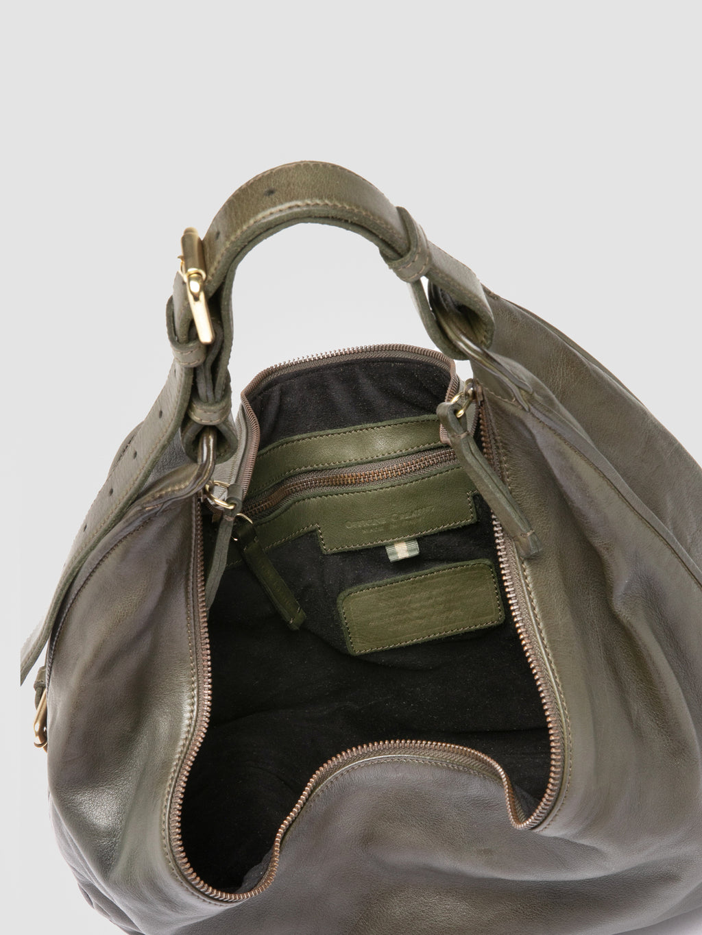 JULIE 015 - Umhängetasche aus grünem Leder - image 6,side view